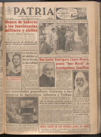 'Patria : diario de Falange Española Tradicionalista y de las J.O.N.S.' - Año XXI Número 6396 - 1956 marzo 17
