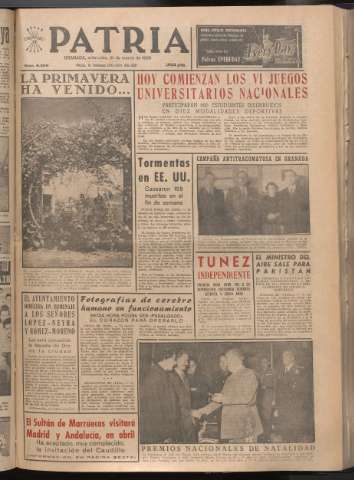 'Patria : diario de Falange Española Tradicionalista y de las J.O.N.S.' - Año XXI Número 6399 - 1956 marzo 21