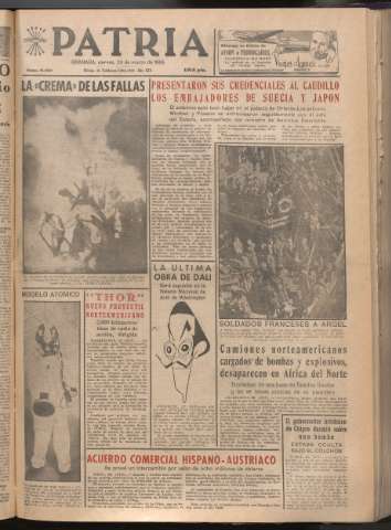 'Patria : diario de Falange Española Tradicionalista y de las J.O.N.S.' - Año XXI Número 6401 - 1956 marzo 23
