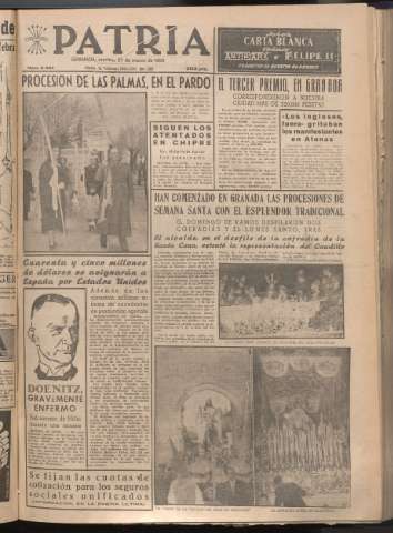'Patria : diario de Falange Española Tradicionalista y de las J.O.N.S.' - Año XXI Número 6404 - 1956 marzo 27