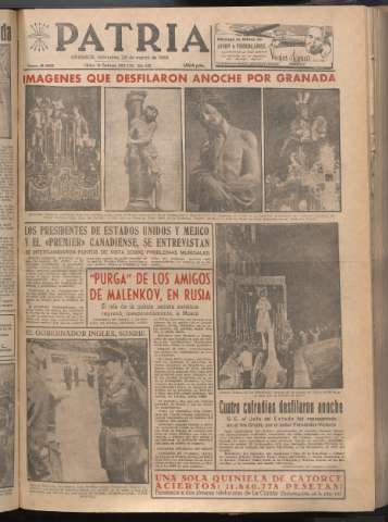'Patria : diario de Falange Española Tradicionalista y de las J.O.N.S.' - Año XXI Número 6405 - 1956 marzo 28