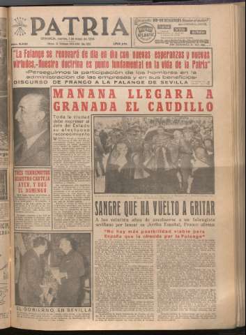 'Patria : diario de Falange Española Tradicionalista y de las J.O.N.S.' - Año XXI Número 6432 - 1956 abril 1