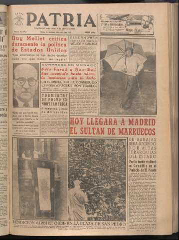 'Patria : diario de Falange Española Tradicionalista y de las J.O.N.S.' - Año XXI Número 6410 - 1956 abril 4