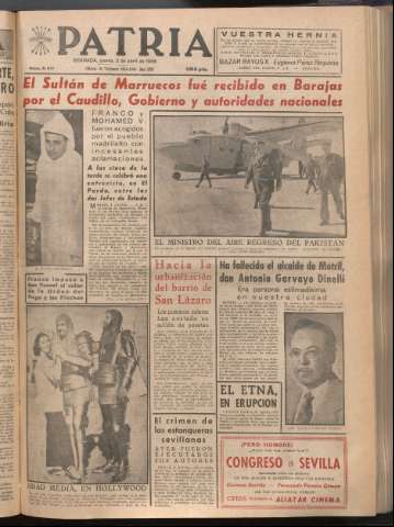 'Patria : diario de Falange Española Tradicionalista y de las J.O.N.S.' - Año XXI Número 6411 - 1956 abril 5