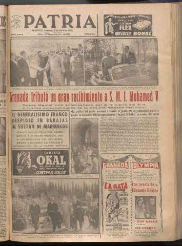 'Patria : diario de Falange Española Tradicionalista y de las J.O.N.S.' - Año XXI Número 6414 - 1956 abril 8