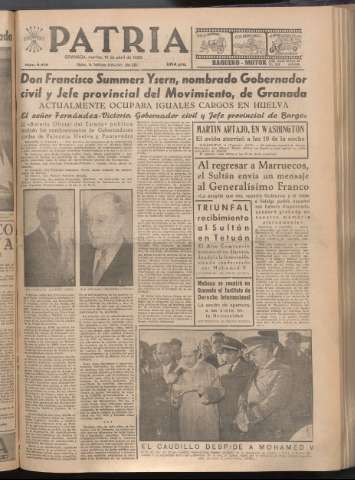 'Patria : diario de Falange Española Tradicionalista y de las J.O.N.S.' - Año XXI Número 6415 - 1956 abril 10