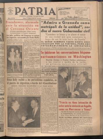 'Patria : diario de Falange Española Tradicionalista y de las J.O.N.S.' - Año XXI Número 6416 - 1956 abril 11