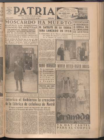 'Patria : diario de Falange Española Tradicionalista y de las J.O.N.S.' - Año XXI Número 6417 - 1956 abril 13