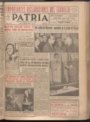 'Patria : diario de Falange Española Tradicionalista y de las J.O.N.S.' - Año XXI Número 6418 - 1956 abril 14