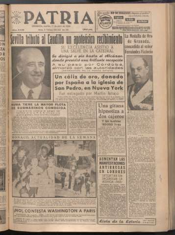 'Patria : diario de Falange Española Tradicionalista y de las J.O.N.S.' - Año XXI Número 6420 - 1956 abril 17