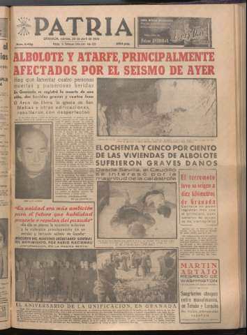 'Patria : diario de Falange Española Tradicionalista y de las J.O.N.S.' - Año XXI Número 6423 - 1956 abril 20