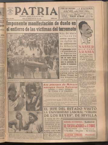 'Patria : diario de Falange Española Tradicionalista y de las J.O.N.S.' - Año XXI Número 6424 - 1956 abril 21