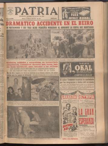 'Patria : diario de Falange Española Tradicionalista y de las J.O.N.S.' - Año XXI Número 6425 - 1956 abril 22