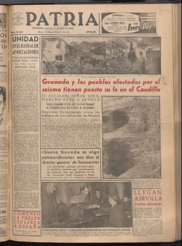 'Patria : diario de Falange Española Tradicionalista y de las J.O.N.S.' - Año XXI Número 6429 - 1956 abril 27