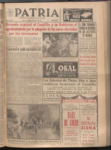 'Patria : diario de Falange Española Tradicionalista y de las J.O.N.S.' - Año XXI Número 6431 - 1956 abril 29