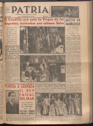 'Patria : diario de Falange Española Tradicionalista y de las J.O.N.S.' - Año XXI Número 6435 - 1956 mayo 4