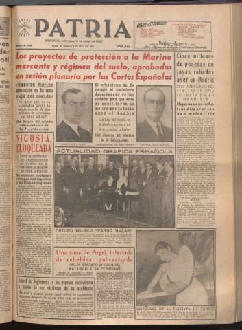 'Patria : diario de Falange Española Tradicionalista y de las J.O.N.S.' - Año XXI Número 6439 - 1956 mayo 9