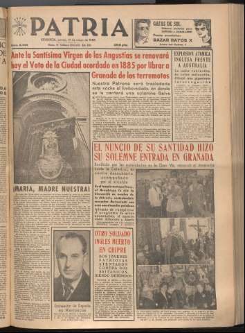 'Patria : diario de Falange Española Tradicionalista y de las J.O.N.S.' - Año XXI Número 6446 - 1956 mayo 17