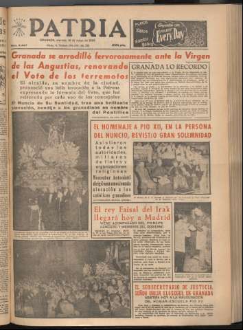 'Patria : diario de Falange Española Tradicionalista y de las J.O.N.S.' - Año XXI Número 6447 - 1956 mayo 18