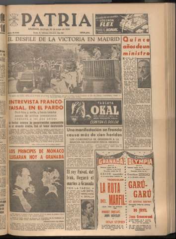 'Patria : diario de Falange Española Tradicionalista y de las J.O.N.S.' - Año XXI Número 6449 - 1956 mayo 20