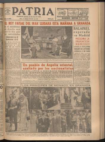 'Patria : diario de Falange Española Tradicionalista y de las J.O.N.S.' - Año XXI Número 6450 - 1956 mayo 22