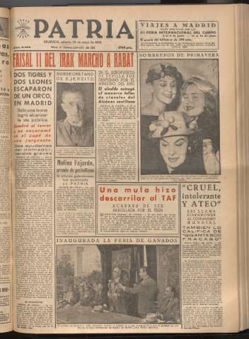 'Patria : diario de Falange Española Tradicionalista y de las J.O.N.S.' - Año XXI Número 6453 - 1956 mayo 26