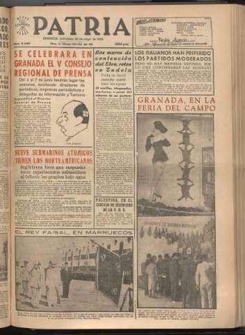 'Patria : diario de Falange Española Tradicionalista y de las J.O.N.S.' - Año XXI Número 6455 - 1956 mayo 30