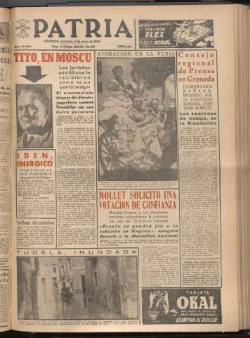 'Patria : diario de Falange Española Tradicionalista y de las J.O.N.S.' - Año XXI Número 6459 - 1956 junio 3