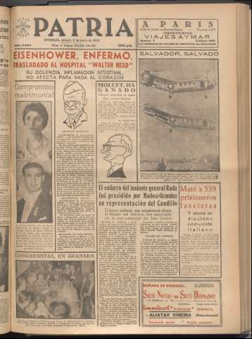 'Patria : diario de Falange Española Tradicionalista y de las J.O.N.S.' - Año XXI Número 6464 - 1956 junio 9