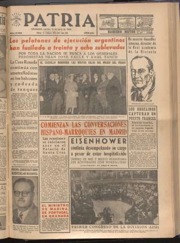 'Patria : diario de Falange Española Tradicionalista y de las J.O.N.S.' - Año XXI Número 6466 - 1956 junio 12