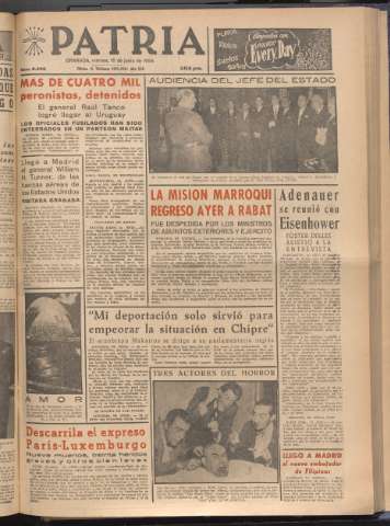 'Patria : diario de Falange Española Tradicionalista y de las J.O.N.S.' - Año XXI Número 6469 - 1956 junio 15