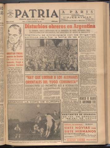 'Patria : diario de Falange Española Tradicionalista y de las J.O.N.S.' - Año XXI Número 6470 - 1956 junio 16