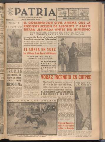 'Patria : diario de Falange Española Tradicionalista y de las J.O.N.S.' - Año XXI Número 6472 - 1956 junio 19