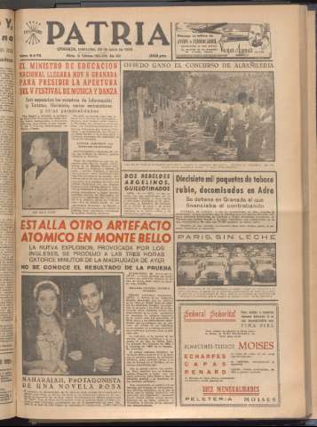 'Patria : diario de Falange Española Tradicionalista y de las J.O.N.S.' - Año XXI Número 6473 - 1956 junio 20