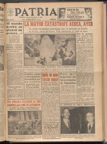 'Patria : diario de Falange Española Tradicionalista y de las J.O.N.S.' - Año XXI Número 6474 - 1956 junio 21