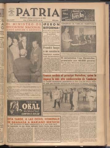 'Patria : diario de Falange Española Tradicionalista y de las J.O.N.S.' - Año XXI Número 6477 - 1956 junio 24