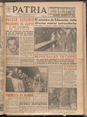 'Patria : diario de Falange Española Tradicionalista y de las J.O.N.S.' - Año XXI Número 6478 - 1956 junio 26
