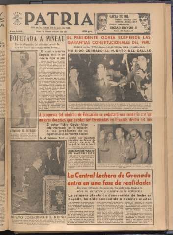 'Patria : diario de Falange Española Tradicionalista y de las J.O.N.S.' - Año XXI Número 6480 - 1956 junio 28