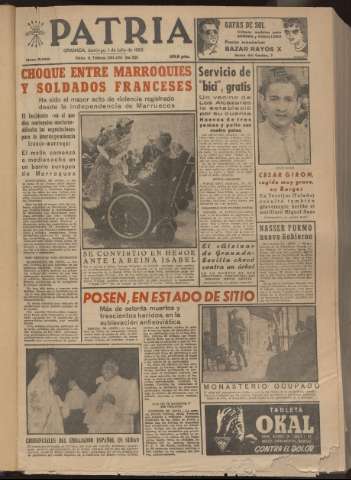 'Patria : diario de Falange Española Tradicionalista y de las J.O.N.S.' - Año XXI Número 6483 - 1956 julio 1