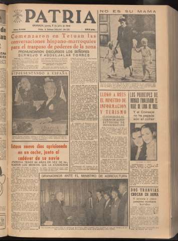 'Patria : diario de Falange Española Tradicionalista y de las J.O.N.S.' - Año XXI Número 6486 - 1956 julio 5