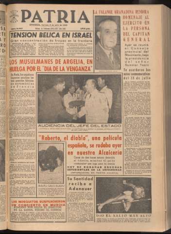 'Patria : diario de Falange Española Tradicionalista y de las J.O.N.S.' - Año XXI Número 6487 - 1956 julio 6