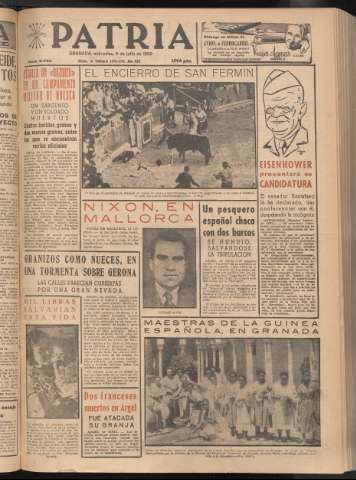 'Patria : diario de Falange Española Tradicionalista y de las J.O.N.S.' - Año XXI Número 6491 - 1956 julio 11