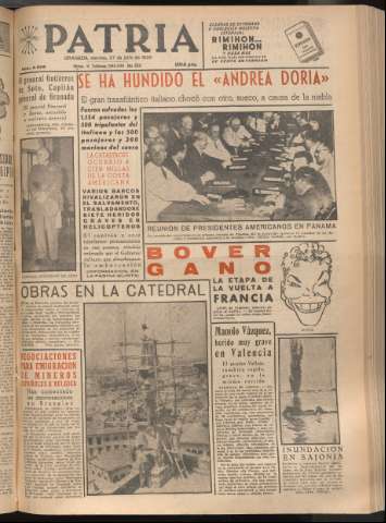 'Patria : diario de Falange Española Tradicionalista y de las J.O.N.S.' - Año XXI Número 6506 - 1956 julio 27