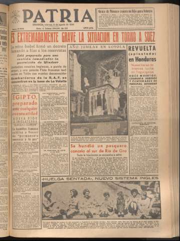 'Patria : diario de Falange Española Tradicionalista y de las J.O.N.S.' - Año XXI Número 6503 - 1956 agosto 3