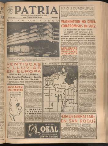'Patria : diario de Falange Española Tradicionalista y de las J.O.N.S.' - Año XXI Número 6505 - 1956 agosto 5