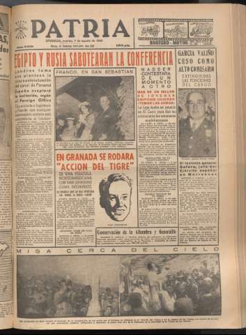 'Patria : diario de Falange Española Tradicionalista y de las J.O.N.S.' - Año XXI Número 6509 - 1956 agosto 7