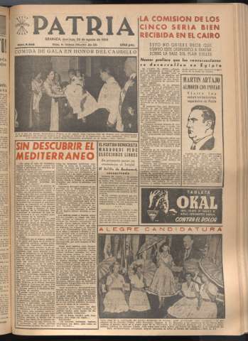 'Patria : diario de Falange Española Tradicionalista y de las J.O.N.S.' - Año XXI Número 6525 - 1956 agosto 26