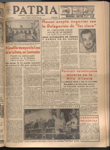 'Patria : diario de Falange Española Tradicionalista y de las J.O.N.S.' - Año XXI Número 6526 - 1956 agosto 28