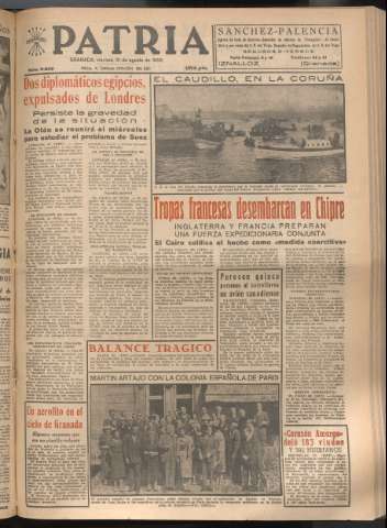 'Patria : diario de Falange Española Tradicionalista y de las J.O.N.S.' - Año XXI Número 6529 - 1956 agosto 31