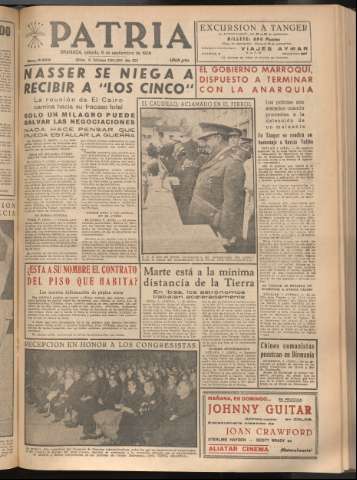 'Patria : diario de Falange Española Tradicionalista y de las J.O.N.S.' - Año XXI Número 6536 - 1956 septiembre 8